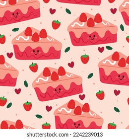 seamless pattern cartoon cute dessert character. cute food wallpaper for textile, gift wrap paper