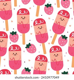seamless pattern cartoon cute dessert character. cute food wallpaper for textile, gift wrap paper