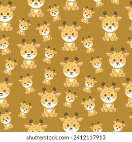 Seamless Pattern with Cartoon Cute Giraffe
