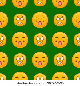 Seamless pattern with cartoon cute smile face
