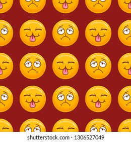 Seamless pattern with cartoon cute smile face