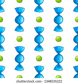 Seamless pattern with cartoon cute tasty candy