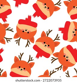 Nahtloses Muster Cartoon Hirsch tragen Winterelement für Weihnachten und Winter Tapete