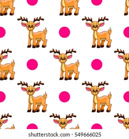 Seamless pattern with cartoon deers