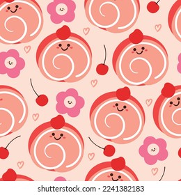 diseño de personaje de dibujos animados sin fisuras. papel tapiz de alimentos bonitos para textiles, papel de envoltura de regalo