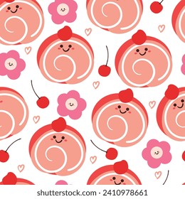 diseño de personaje de dibujos animados sin fisuras. papel tapiz de alimentos bonitos para textiles, papel de envoltura de regalo