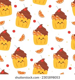 seamless pattern cartoon dessert. cute food wallpaper for textile, gift wrap paper
