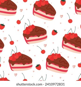 postre de dibujos animados sin costura. papel tapiz de alimentos bonitos para textiles, papel de envoltura de regalo