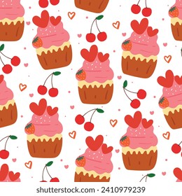 seamless pattern cartoon dessert. cute food wallpaper for textile, gift wrap paper