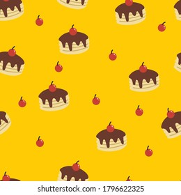 Seamless pattern with cartoon desserts. for fabric print, textile, gift wrapping paper. colorful vector for kids, flat style