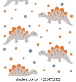 Seamless pattern with cartoon dino