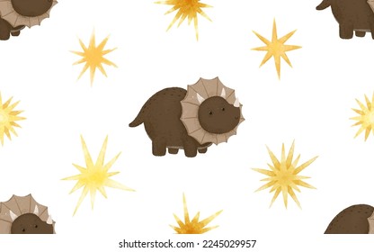 seamless pattern with cartoon dino, cute dinosaur