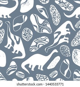 Seamless pattern with cartoon dinosaurs. For cards, party, banners, and children room decoration.