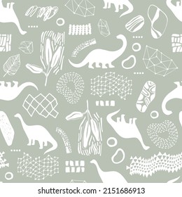 Seamless pattern with cartoon dinosaurs. For cards, party, banners, and children room decoration.