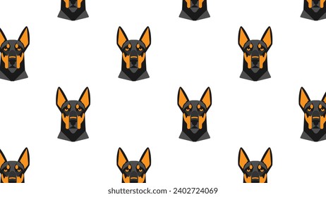 Seamless pattern of cartoon doberman dog. Vector illustration.