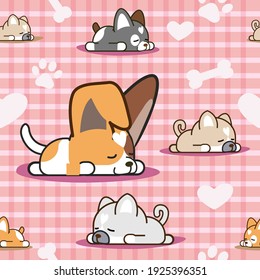 Seamless Pattern of Cartoon Dog Design on Pastel red color Background