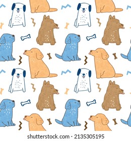 Seamless Pattern with Cartoon Dog Design on White Background