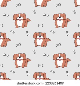 Seamless Pattern with Cartoon Dog Design on Light Grey Design