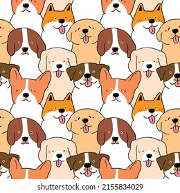 Seamless Pattern of Cartoon Dog Illustration Design