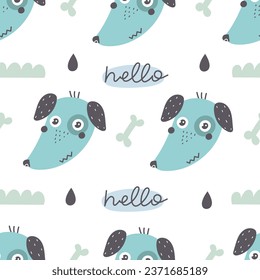 Seamless pattern with cartoon dogs. colorful vector for kids. Animals. hand drawing, flat style. baby design for fabric, print, textile, wrapper	