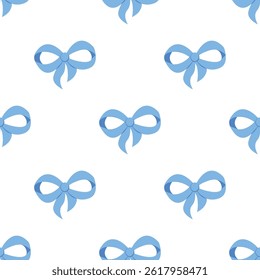 Seamless pattern with cartoon doodle bow knots, gift ribbons. Trendy hair braiding accessory. Hand drawn vector illustration. Minimalist tattoo sketch, coquette core.
