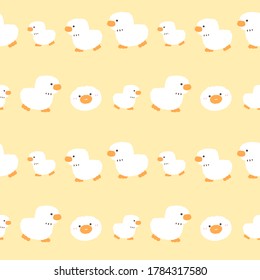 Nahtloses Muster mit Cartoon Duck Design auf gelbem Hintergrund