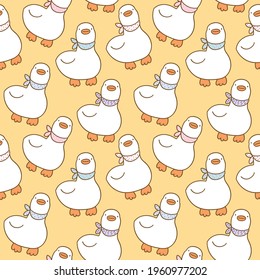 Patrón sin problemas con diseño de pato de caricatura en fondo amarillo