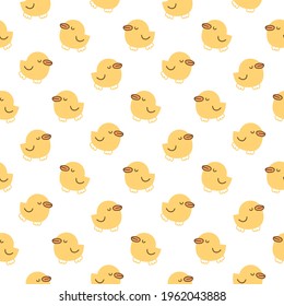 Seamless Pattern with Cartoon Duck Design on White Background