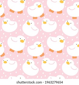 Nahtloses Muster mit Cartoon Duck Design auf hellrosa Hintergrund