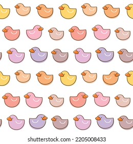 Seamless Pattern with Cartoon Duck Design on White Background