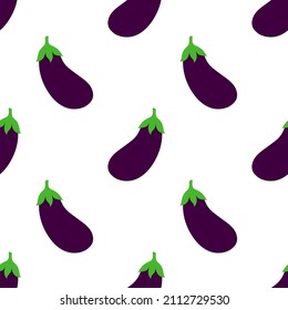 patrón ininterrumpido con berenjena de dibujos animados, ilustración vectorial de berenjenas vegetales, comida vegetariana