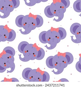 seamless pattern cartoon elephant. cute animal wallpaper illustration for gift wrap paper