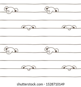 Seamless Pattern with Cartoon Elephant Head and Line Design on White Background