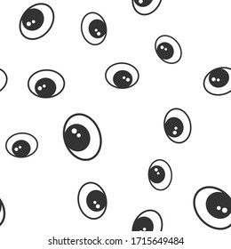 Seamless pattern of cartoon eyes. Isolated on white background. Vector illustration