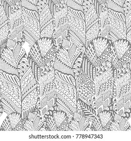 Seamless pattern with cartoon feathers.