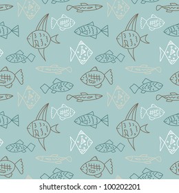Seamless pattern with cartoon fish