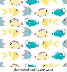 seamless pattern with cartoon fish
