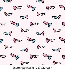 Diseño de peces caricaturizados con fondo rosa claro
