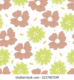 seamless pattern cartoon flower and leaves. botanical wallpaper for textile, gift wrap paper