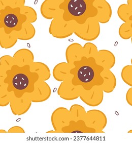 seamless pattern cartoon flower and leaves. plant wallpaper for pattern scarf, background