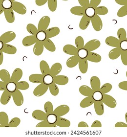 flor y hojas de dibujos animados de patrón sin fisuras. lindo fondo de pantalla de plantas y fondo para papel envuelto de regalo