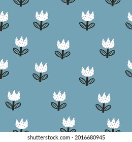 seamless pattern with cartoon flowers. colorful vector, hand drawing. design for fabric, print, textile, wrapper