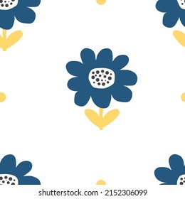 seamless pattern with cartoon flowers. colorful vector, hand drawing. design for fabric, print, textile, wrapper