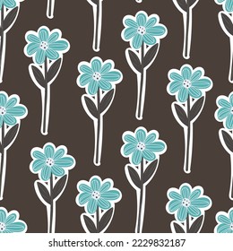 seamless pattern with cartoon flowers. colorful vector, hand drawing. design for fabric, print, textile, wrapper