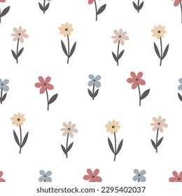 seamless pattern with cartoon flowers. colorful vector, hand drawing. design for fabric, print, textile, wrapper
