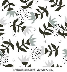 seamless pattern with cartoon flowers. colorful vector, hand drawing. design for fabric, print, textile, wrapper