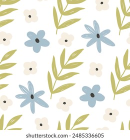 seamless pattern with cartoon flowers. colorful vector, hand drawing. design for fabric, print, textile, wrapper	