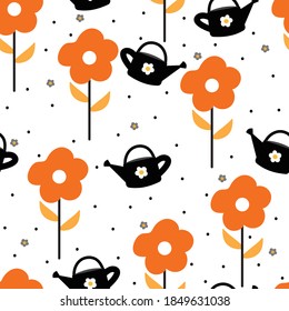 Patrón sin foco con flores de dibujos animados. para impresión de tela, textil, papel de envoltura de regalo. vector colorido para los niños, de estilo plano