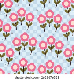padrão sem costura flores e folhas de desenho animado. papel de parede botânico bonito e padrão para papel de embrulho de presente