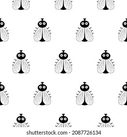seamless pattern with cartoon fly. vector illustration